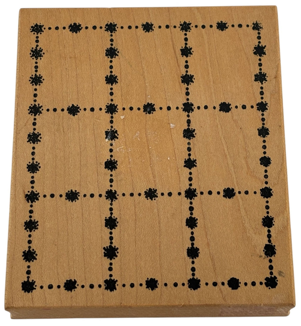 Northwoods Wood Rubber Stamp Flower Square Grids Window Frame Craft Tool Floral