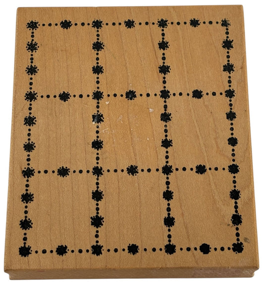 Northwoods Wood Rubber Stamp Flower Square Grids Window Frame Craft Tool Floral