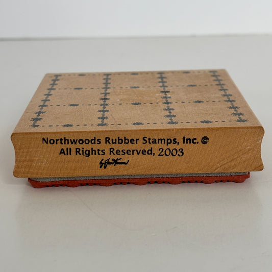 Northwoods Wood Rubber Stamp Flower Square Grids Window Frame Craft Tool Floral