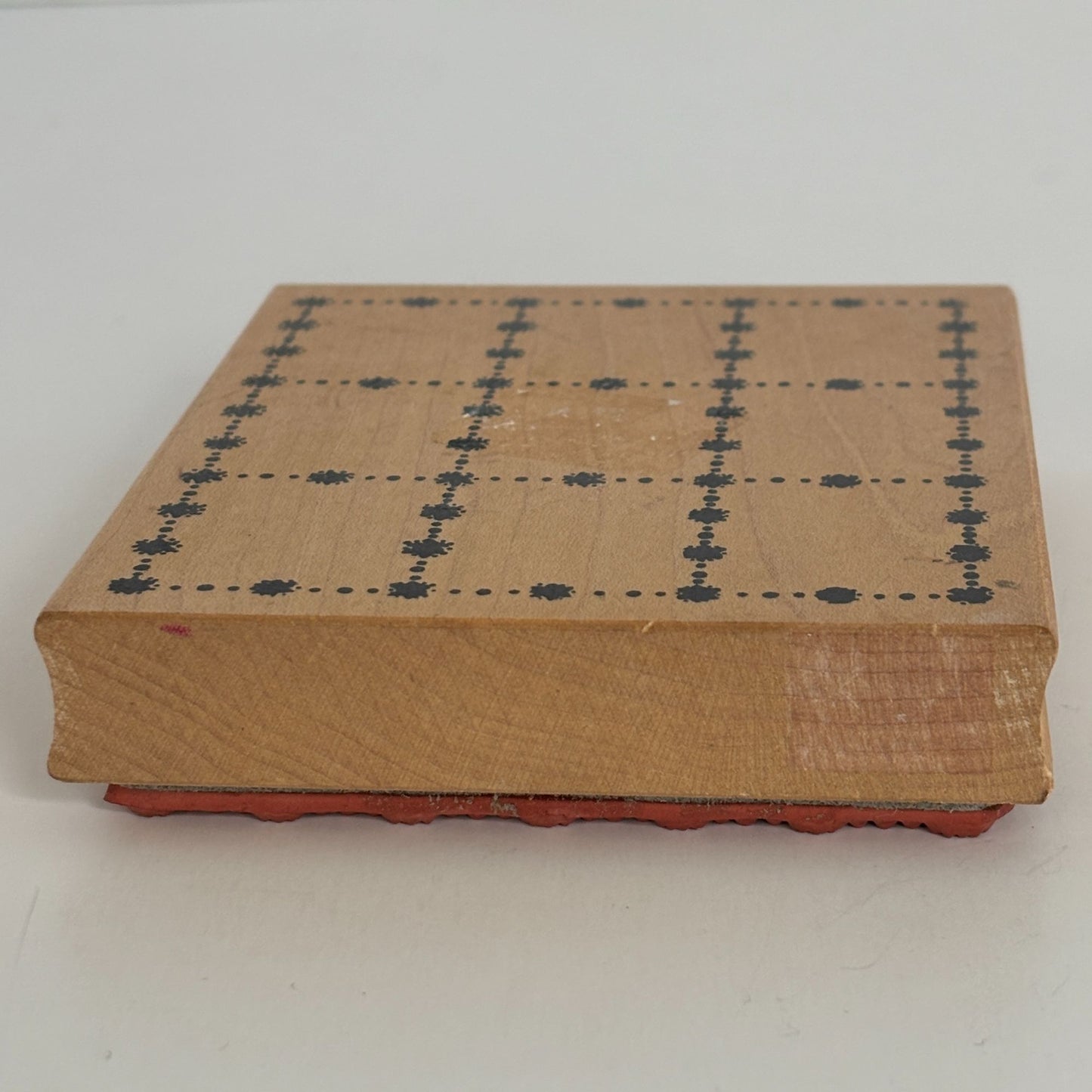 Northwoods Wood Rubber Stamp Flower Square Grids Window Frame Craft Tool Floral