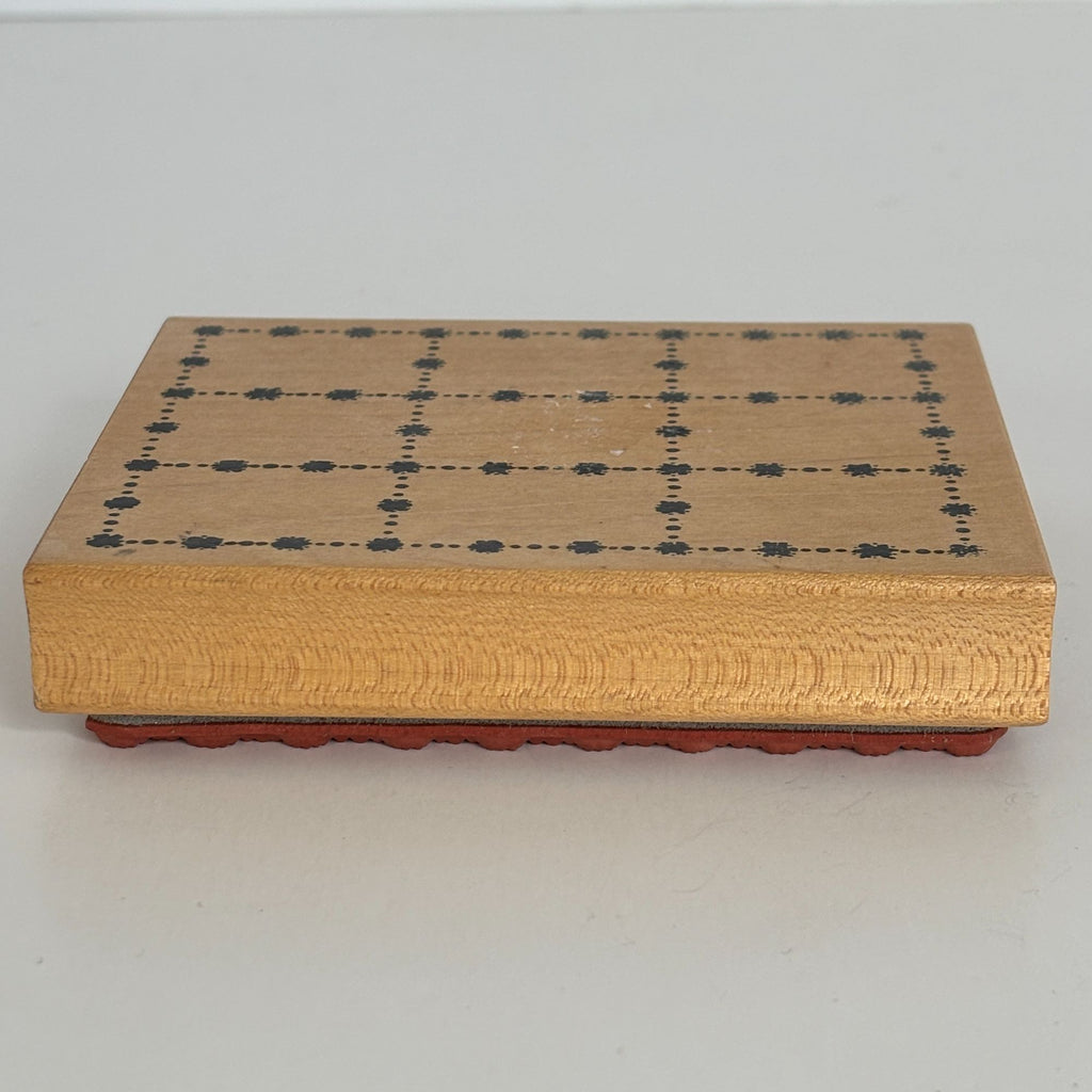 Northwoods Wood Rubber Stamp Flower Square Grids Window Frame Craft Tool Floral