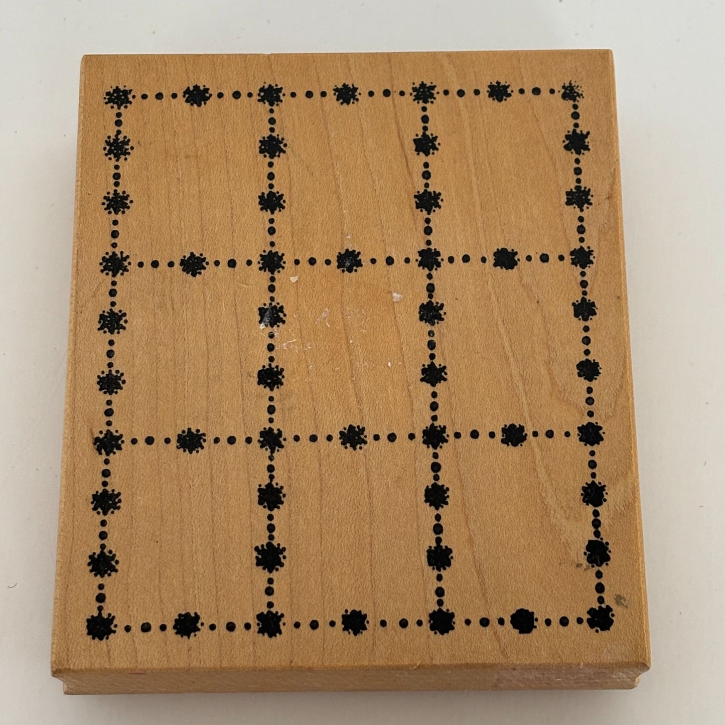 Northwoods Wood Rubber Stamp Flower Square Grids Window Frame Craft Tool Floral