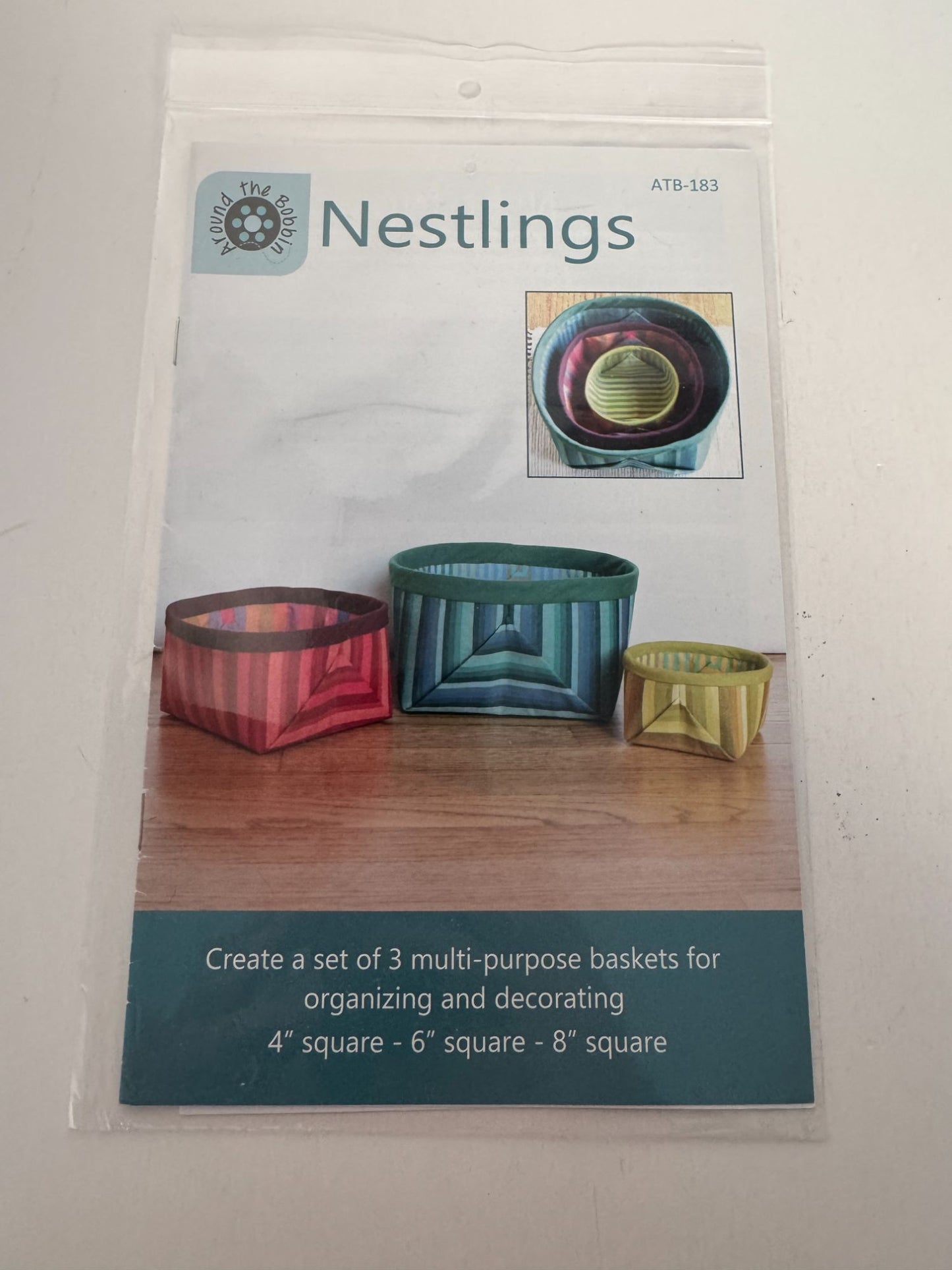 Around the Bobbin Sewing Pattern Nestlings Basket Stacking Storage Square Fabric