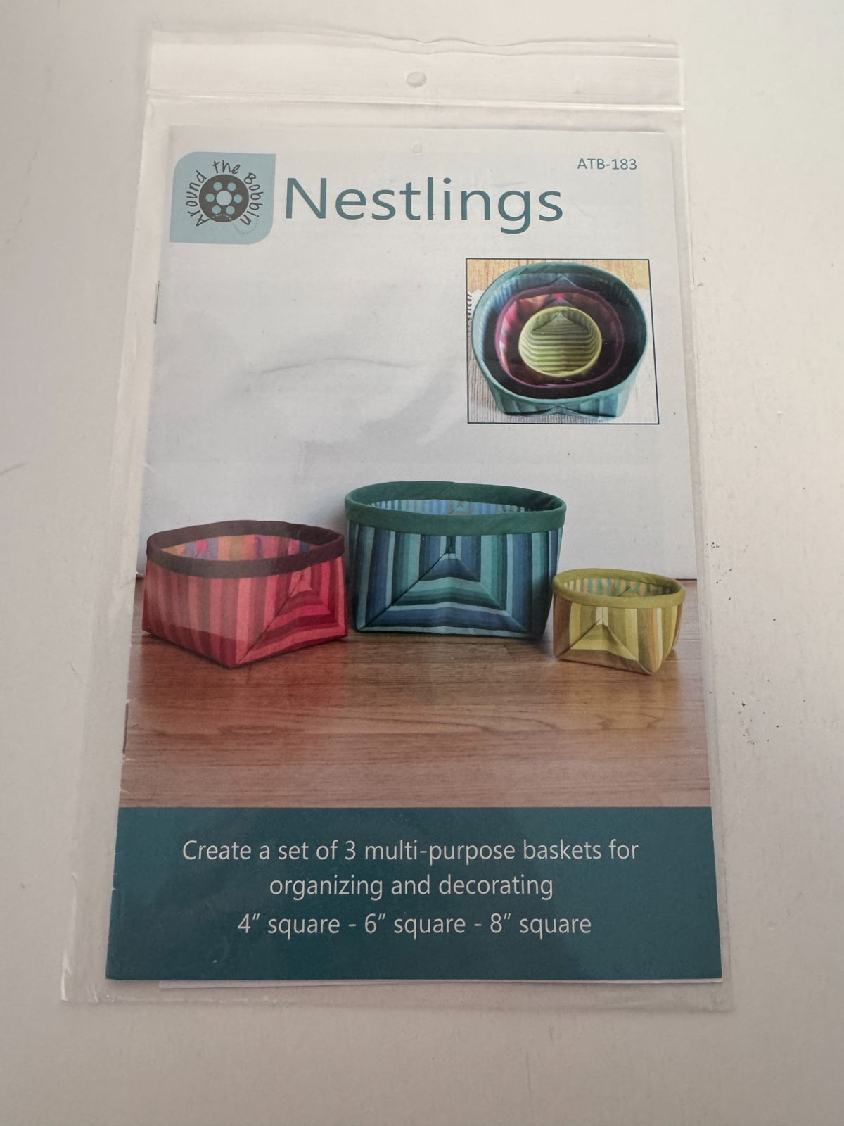 Around the Bobbin Sewing Pattern Nestlings Basket Stacking Storage Square Fabric