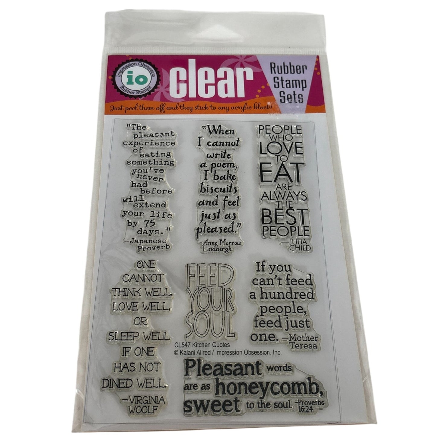 Impression Obsession Clear Stamps Set Kitchen Quotes Food Sayings Cooking Recipe Cardmaking Julia Child