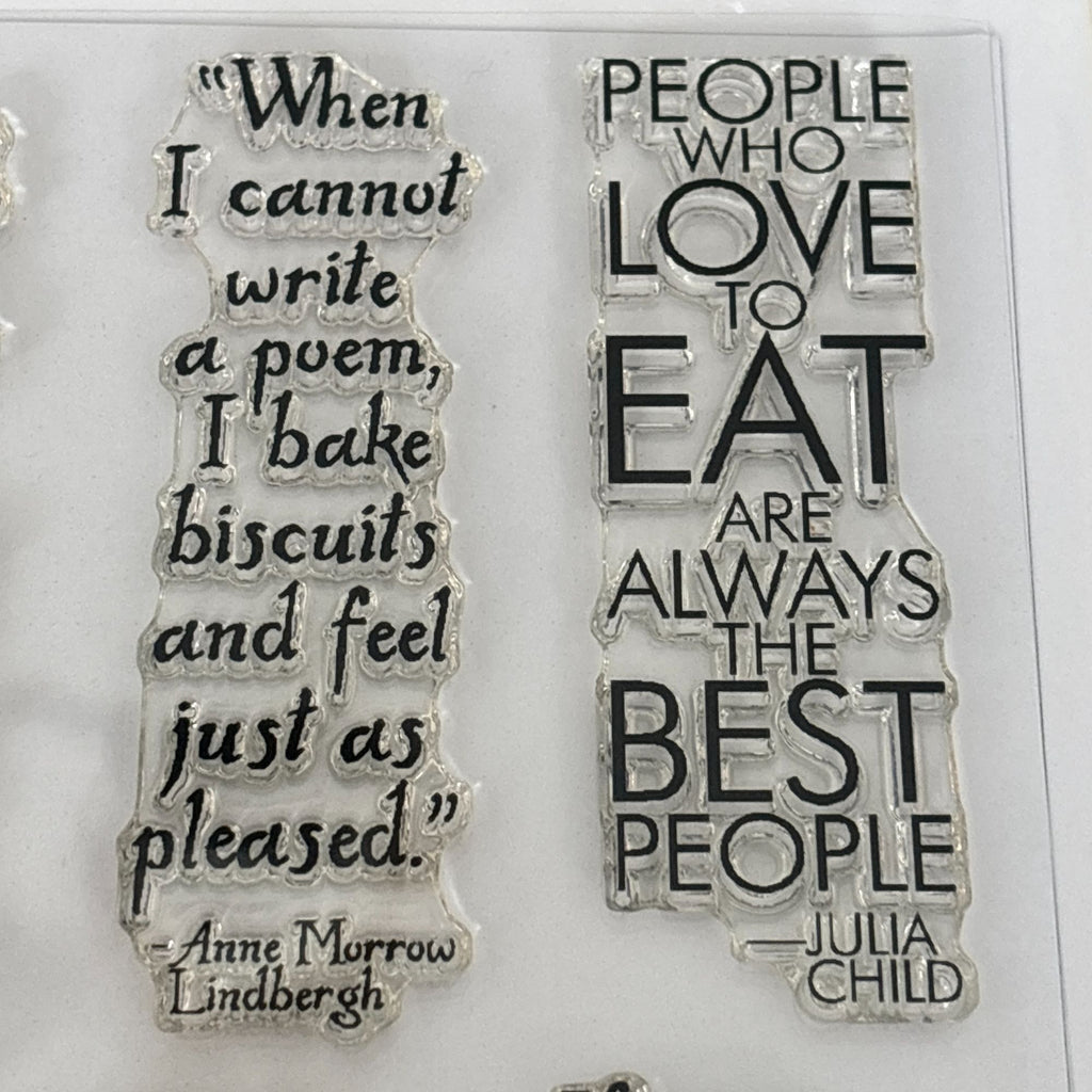 Impression Obsession Clear Stamps Set Kitchen Quotes Food Sayings Cooking Recipe Cardmaking Julia Child