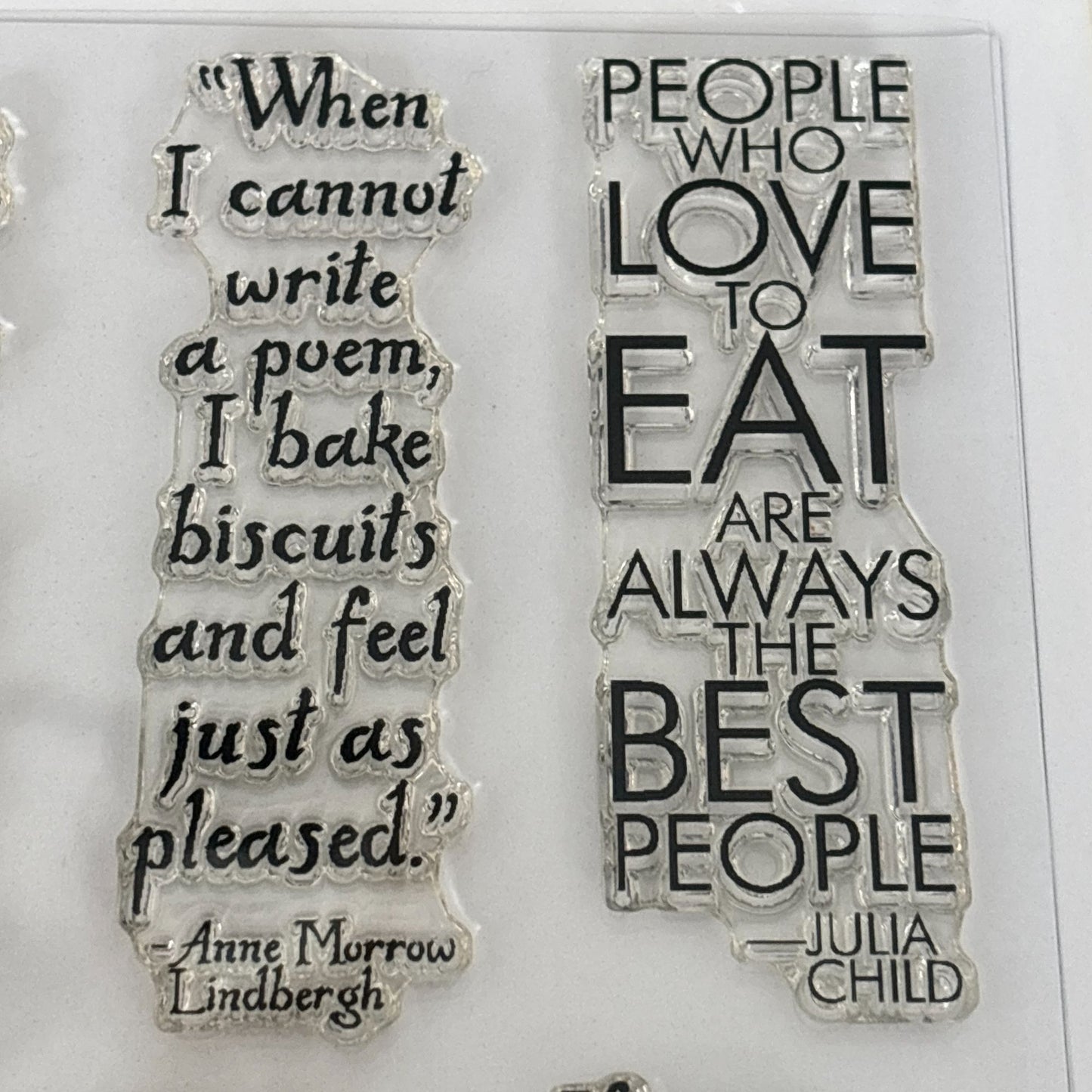 Impression Obsession Clear Stamps Set Kitchen Quotes Food Sayings Cooking Recipe Cardmaking Julia Child