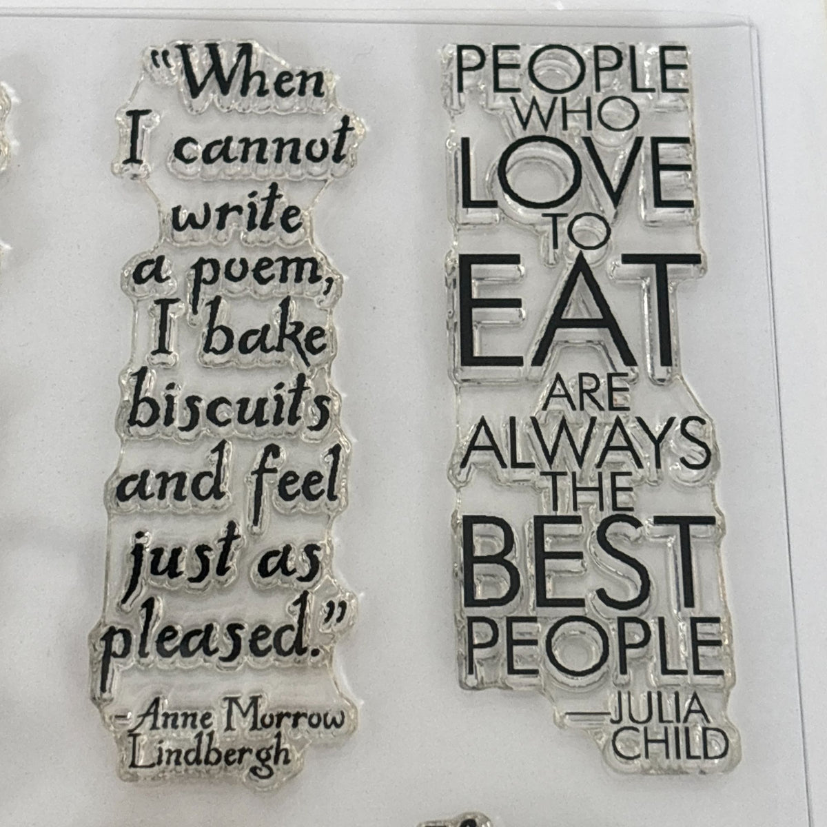 Impression Obsession Clear Stamps Set Kitchen Quotes Food Sayings Cooking Recipe Cardmaking Julia Child