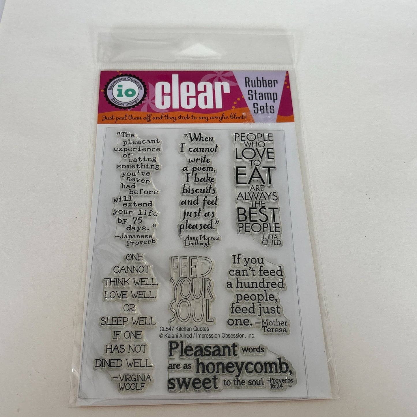 Impression Obsession Clear Stamps Set Kitchen Quotes Food Sayings Cooking Recipe Cardmaking Julia Child