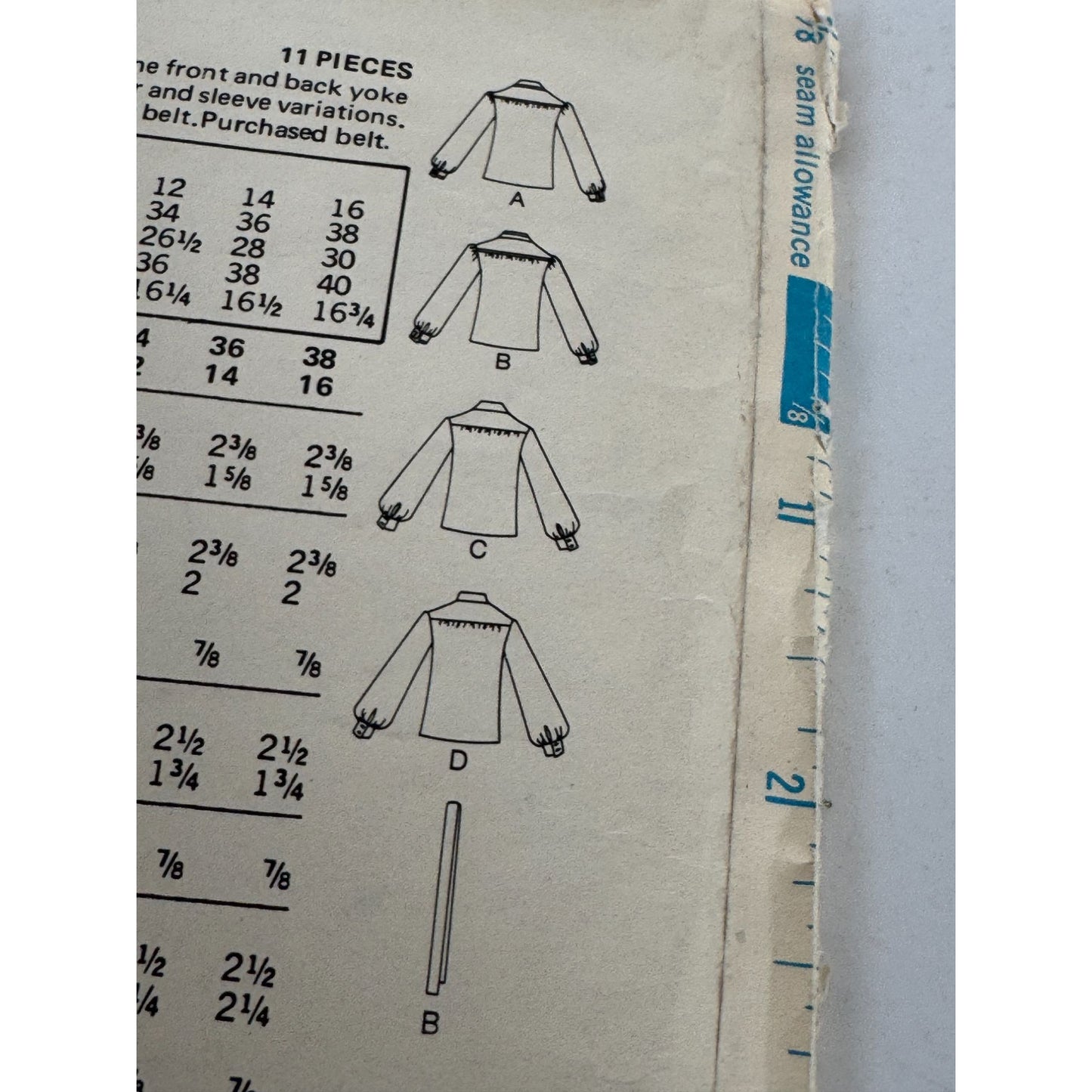 Butterick Sewing Pattern 3220 Misses Blouse Bowed Collar 12 Uncut 1970s Vintage