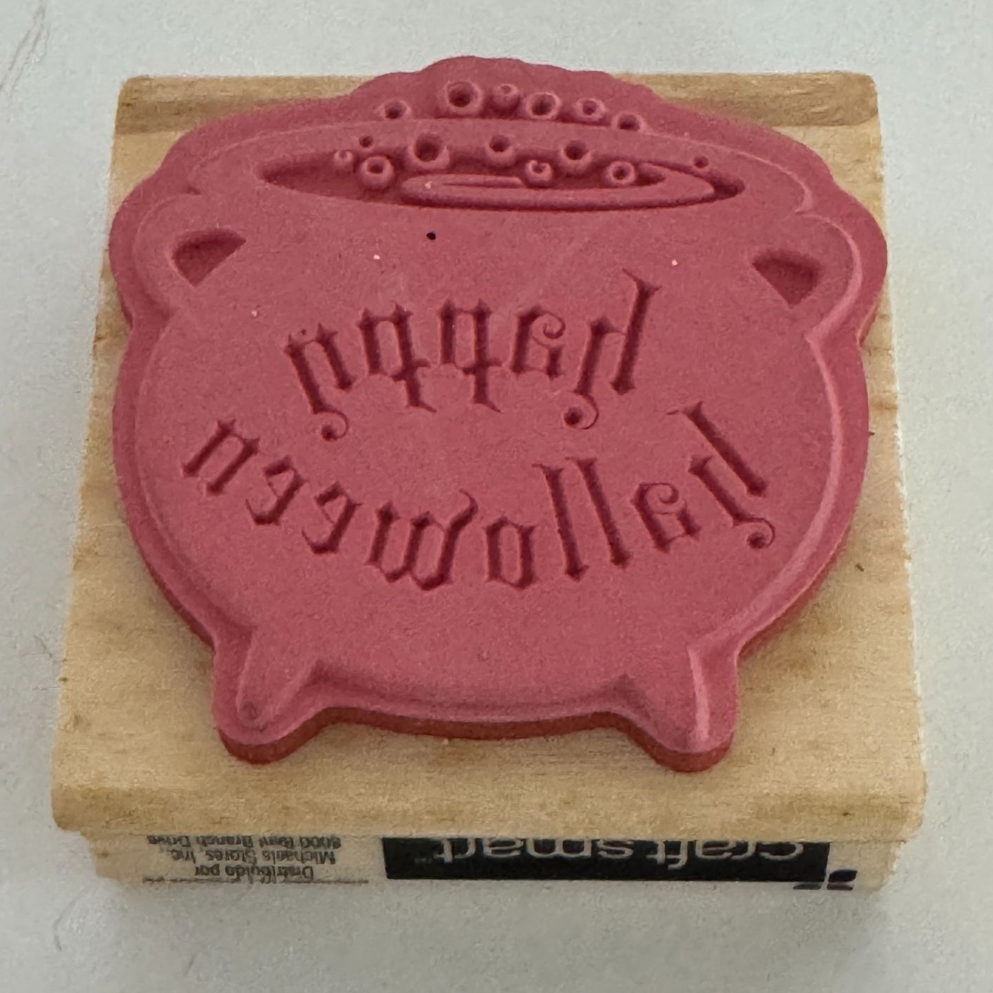 Craft Smart Rubber Stamp Witch Cauldron Happy Halloween Card Making Words Fall