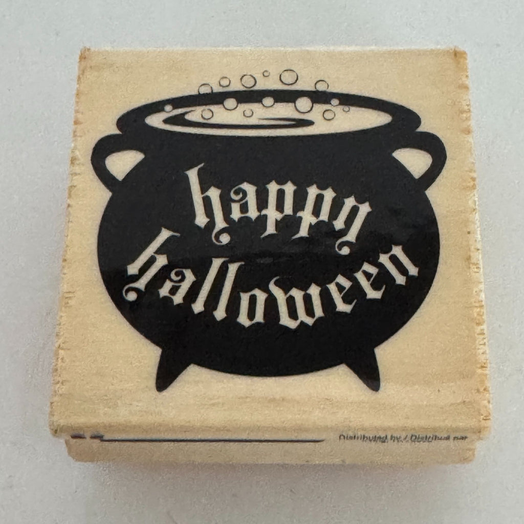 Craft Smart Rubber Stamp Witch Cauldron Happy Halloween Card Making Words Fall