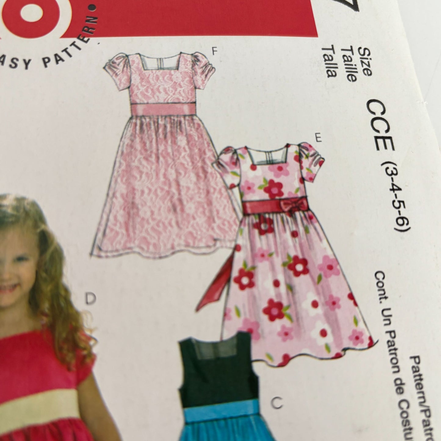 McCalls Sewing Pattern MP377 Girls Party Dress Tulle Ruffle Lining Sizes 3-6 UC