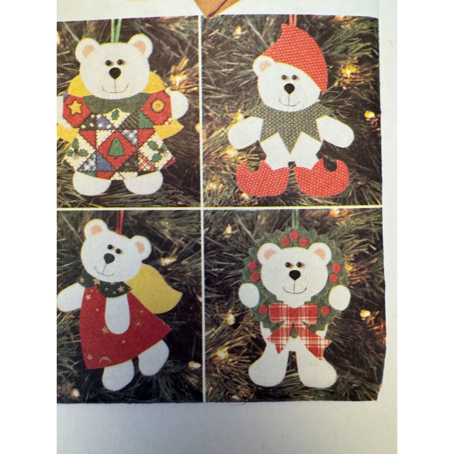 Butterick Sewing Pattern 4604 Christmas Bear Felt Ornaments Holiday Decor Uncut No Sew