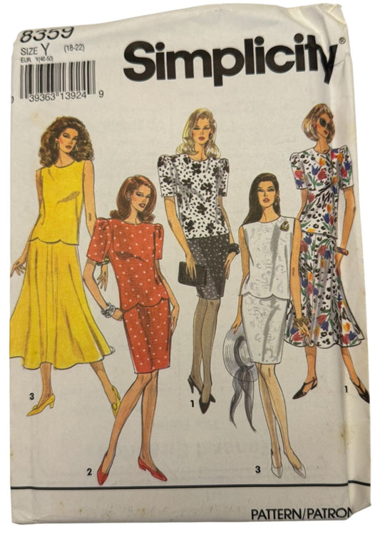 Simplicity Sewing Pattern 8359 Misses Slim or Flared Skirt Top Size 18 20 22 UC