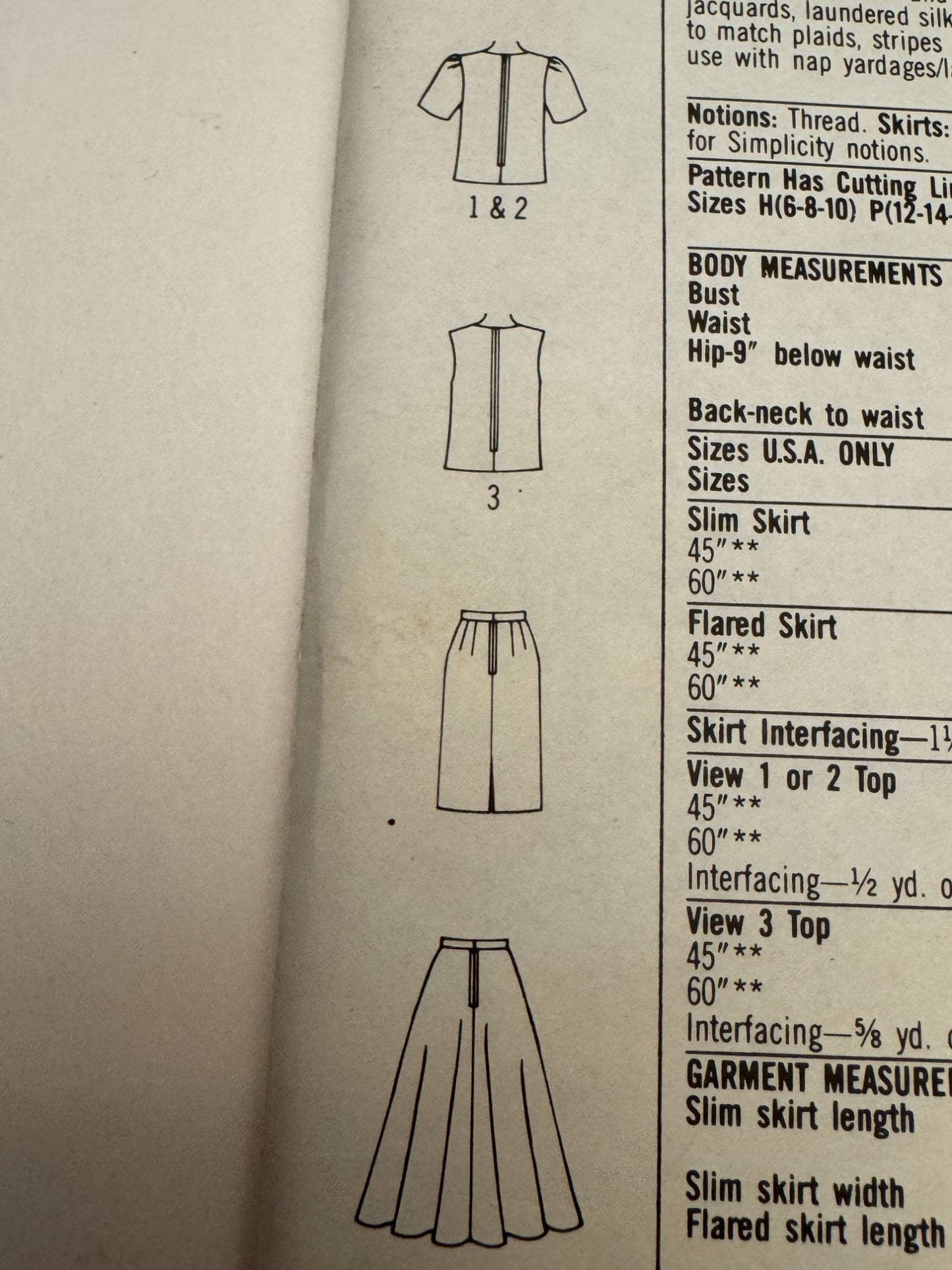 Simplicity Sewing Pattern 8359 Misses Slim or Flared Skirt Top Size 18 20 22 UC