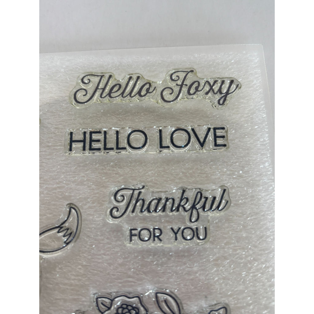 CTMH Acrylic Stamps Set Hello Foxy Fox Flower Wreath Thankful for You My Acrylix