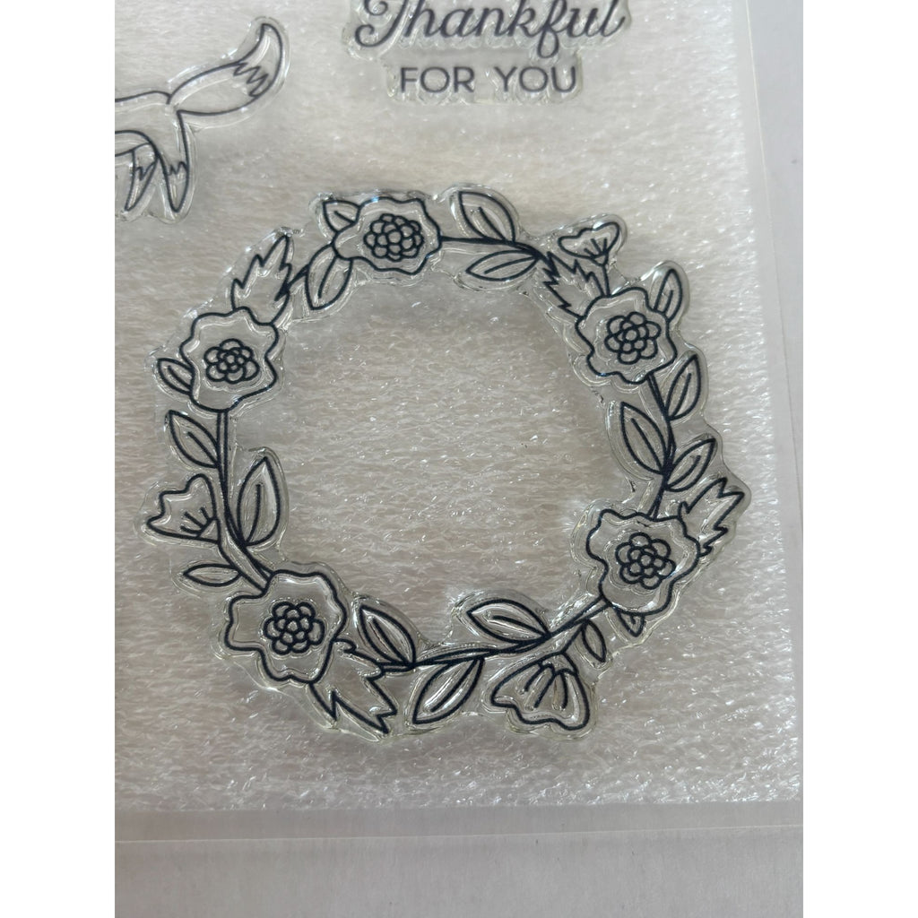 CTMH Acrylic Stamps Set Hello Foxy Fox Flower Wreath Thankful for You My Acrylix