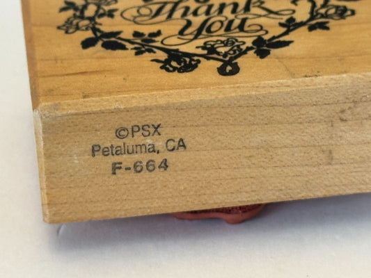PSX Rubber Stamp Thank You Card Making Words Heart Rose Flowers Sentiment Craft