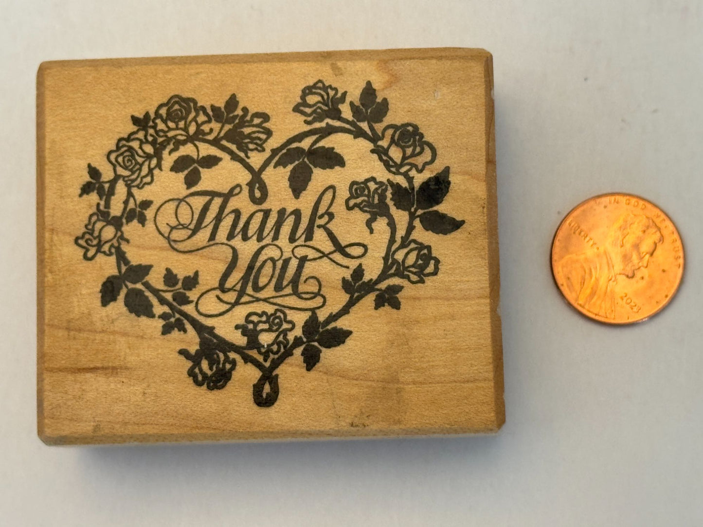 PSX Rubber Stamp Thank You Card Making Words Heart Rose Flowers Sentiment Craft