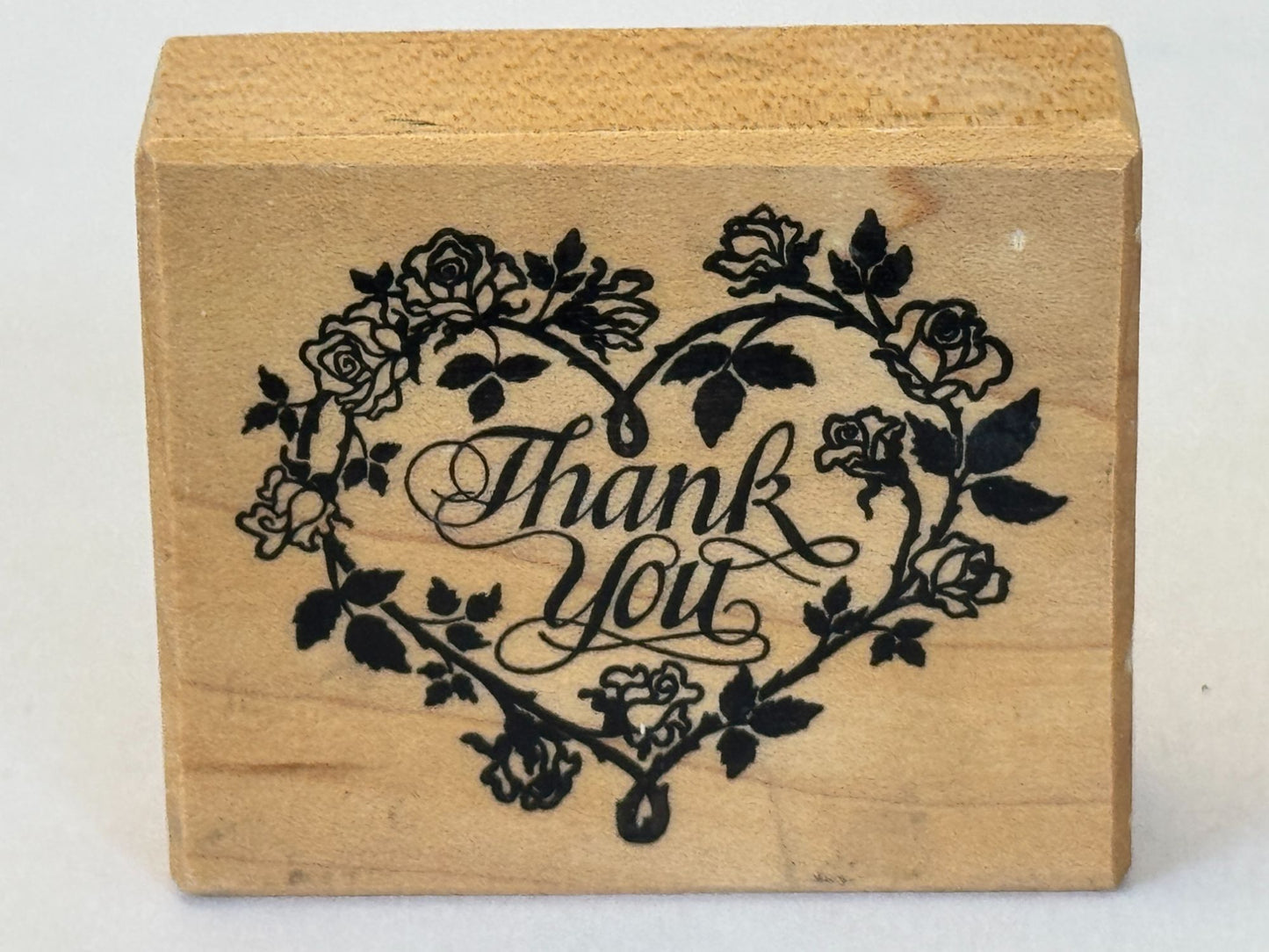 PSX Rubber Stamp Thank You Card Making Words Heart Rose Flowers Sentiment Craft