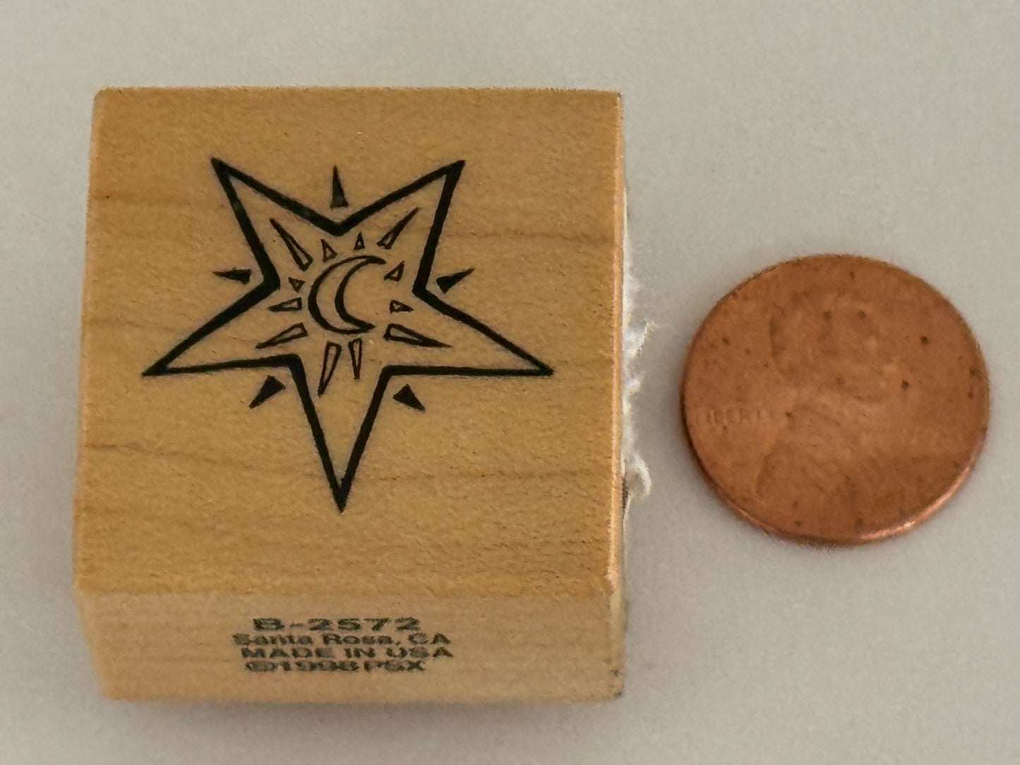 PSX Rubber Stamp Crescent Moon in Star Night Sky Card Making Craft B-2572 Wooden