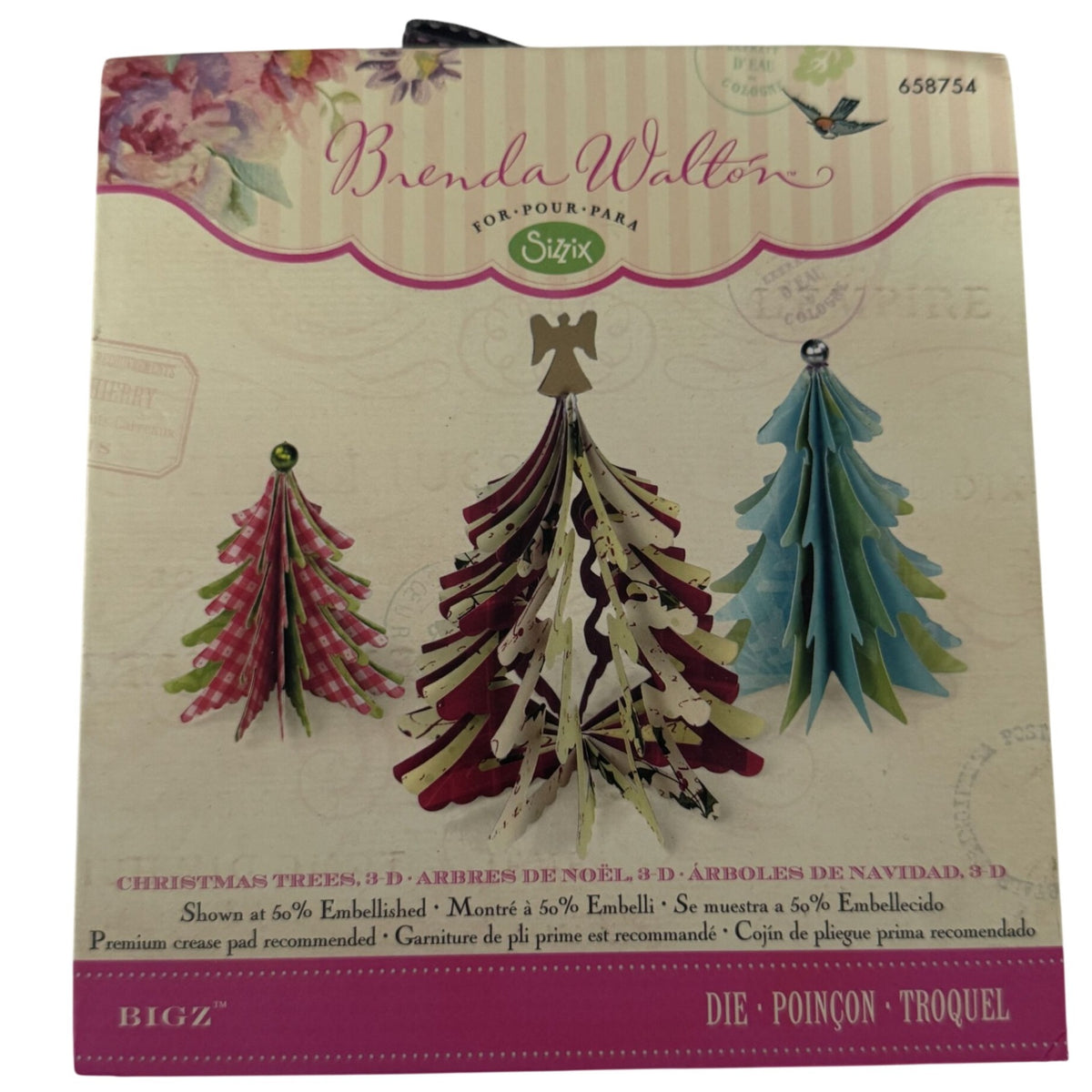 Brenda Walton Sizzix Bigz 3D Die Christmas Trees Holiday Paper Craft Vintage Christmas Decor