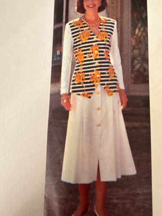 Butterick Sewing Pattern 6635 Easy Misses Top Skirt Work Outfit 1990s 6 8 10 UC