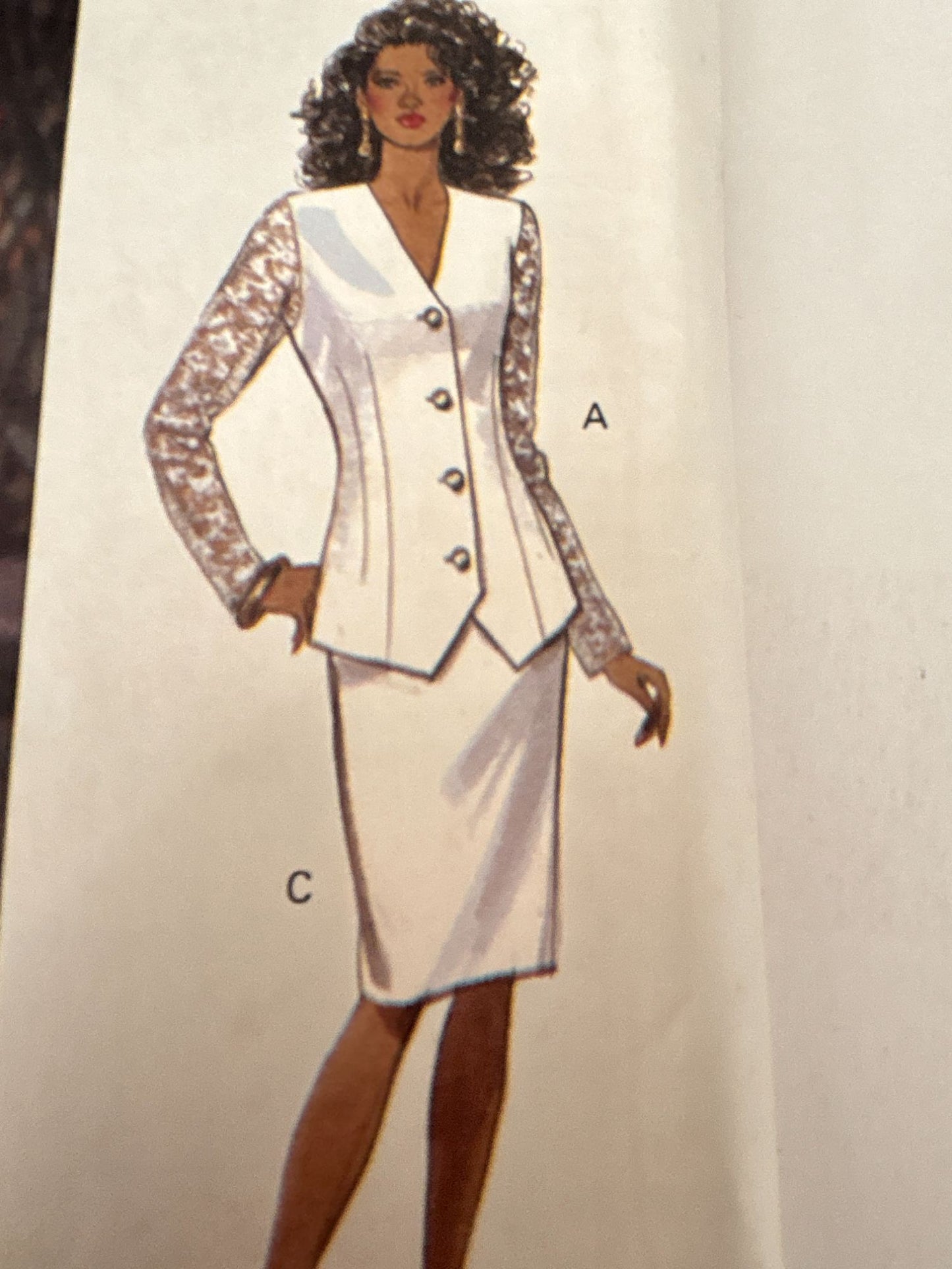 Butterick Sewing Pattern 6635 Easy Misses Top Skirt Work Outfit 1990s 6 8 10 UC