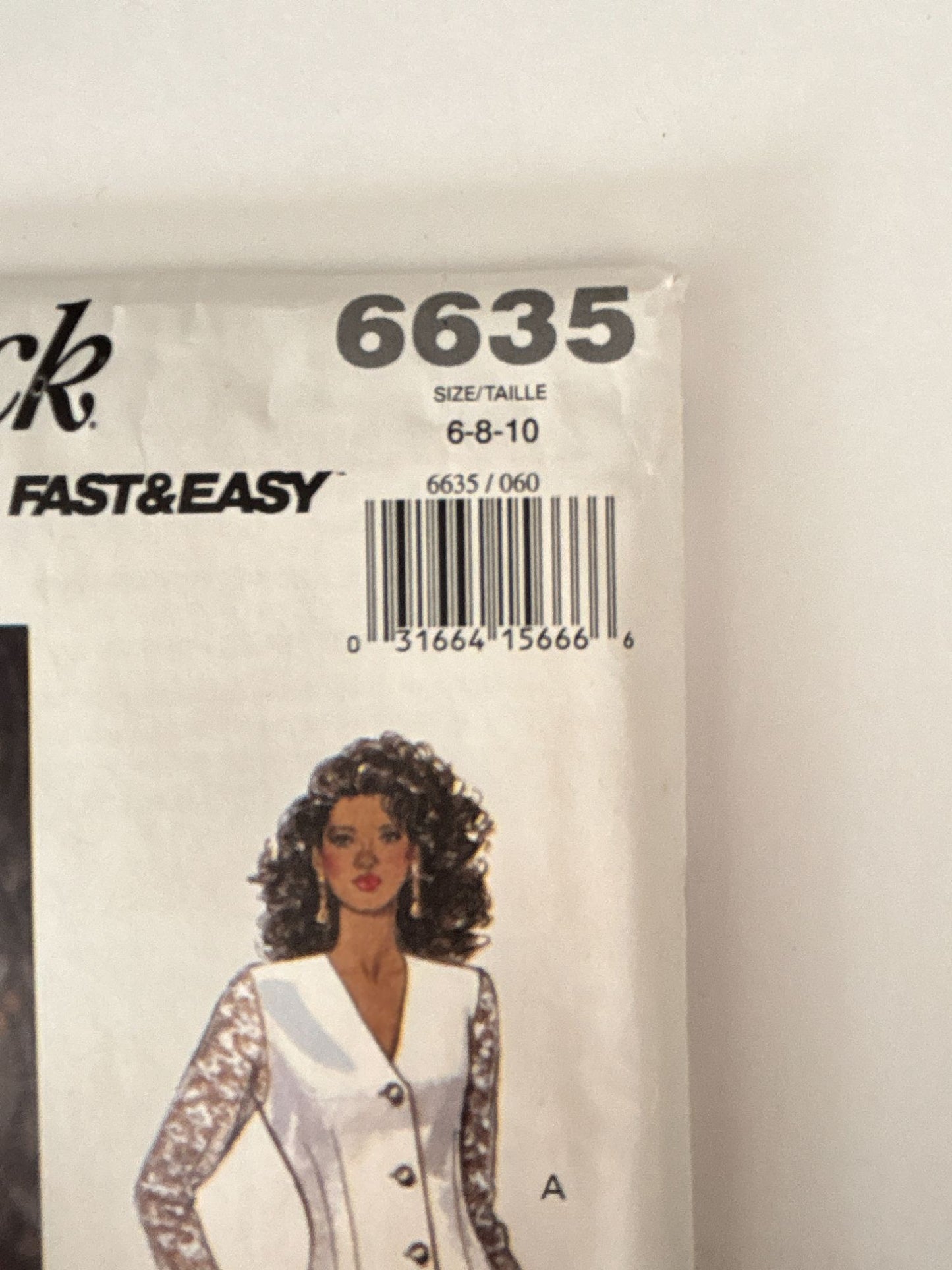 Butterick Sewing Pattern 6635 Easy Misses Top Skirt Work Outfit 1990s 6 8 10 UC