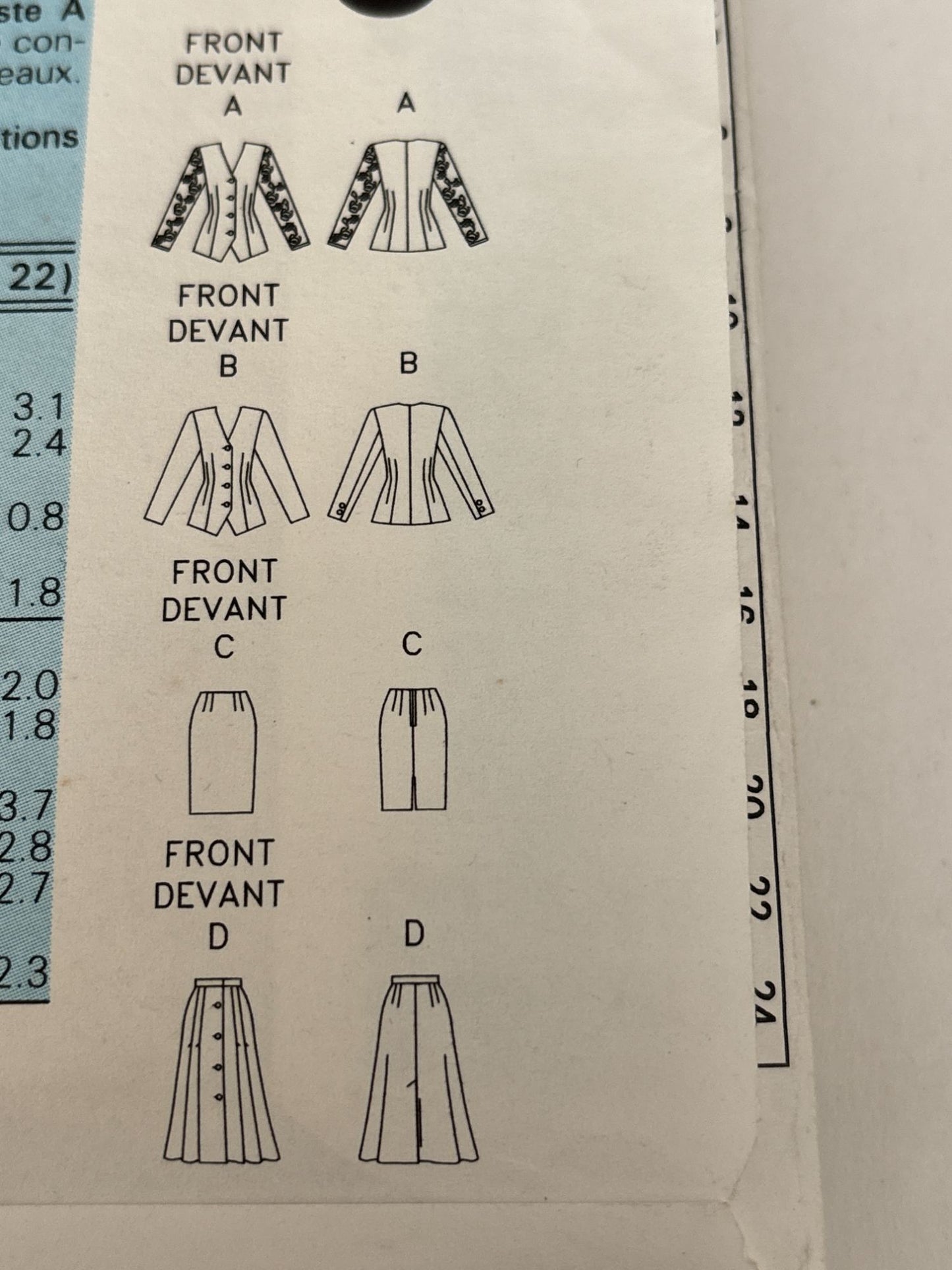 Butterick Sewing Pattern 6635 Easy Misses Top Skirt Work Outfit 1990s 6 8 10 UC