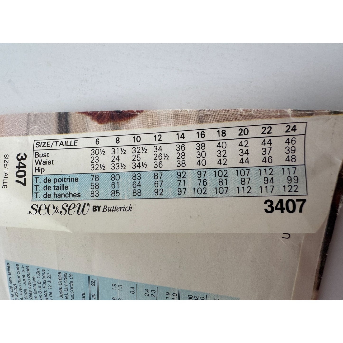 Butterick Sewing Pattern 3407 Top Skirt Slip Outfit 6 8 10 Vintage Easy Uncut