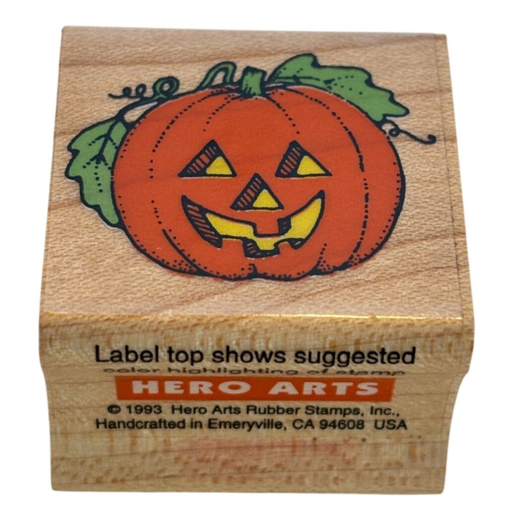 Hero Arts Rubber Stamp Small Pumpkin Jack O Lantern Halloween Fall Wood Mounted