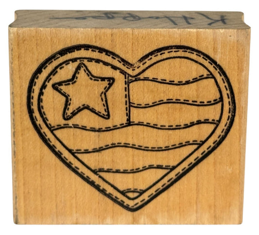 Cottage Stamper Rubber Stamp Patriotic Heart Flag Country Crafts Card Making