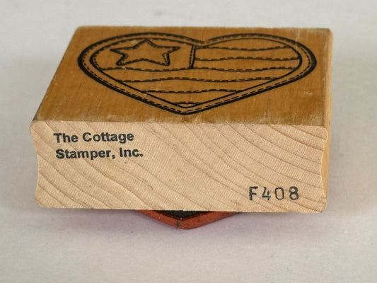 Cottage Stamper Rubber Stamp Patriotic Heart Flag Country Crafts Card Making