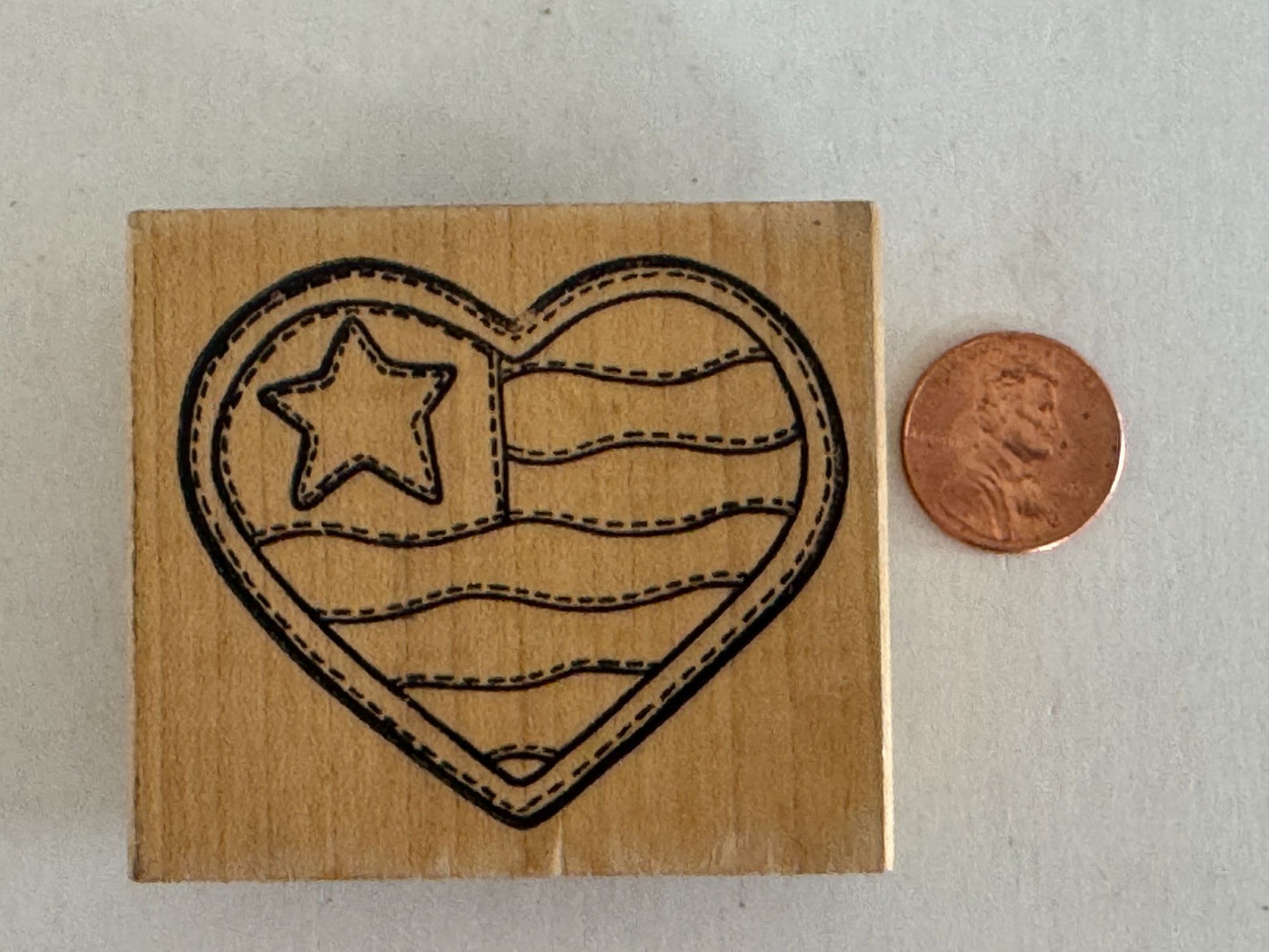 Cottage Stamper Rubber Stamp Patriotic Heart Flag Country Crafts Card Making