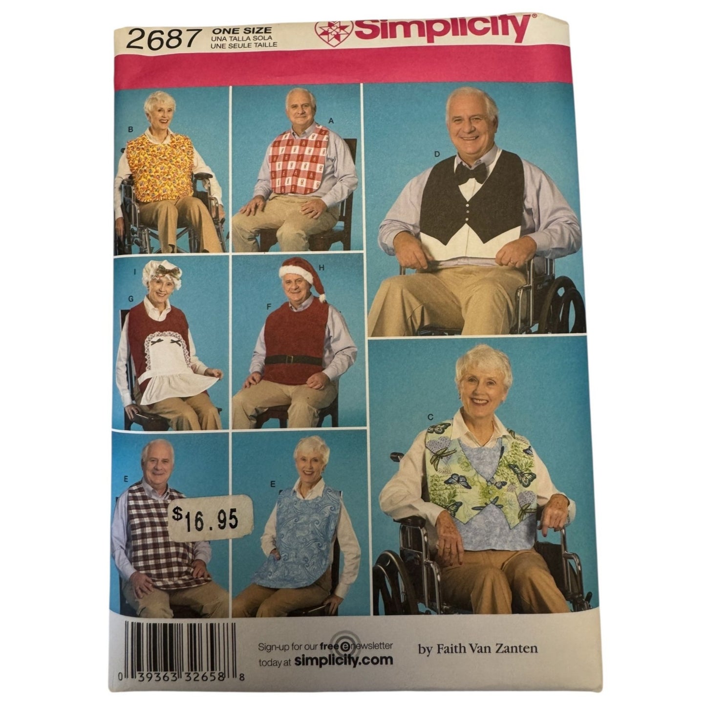 Simplicity Sewing Pattern 2687 Adult Bib Clothing Protection Caregiver Santa Uncut