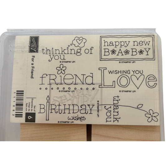 Stampin Up Wood Rubber Stamp Set For A Friend Birthday Wishes Card Making Words