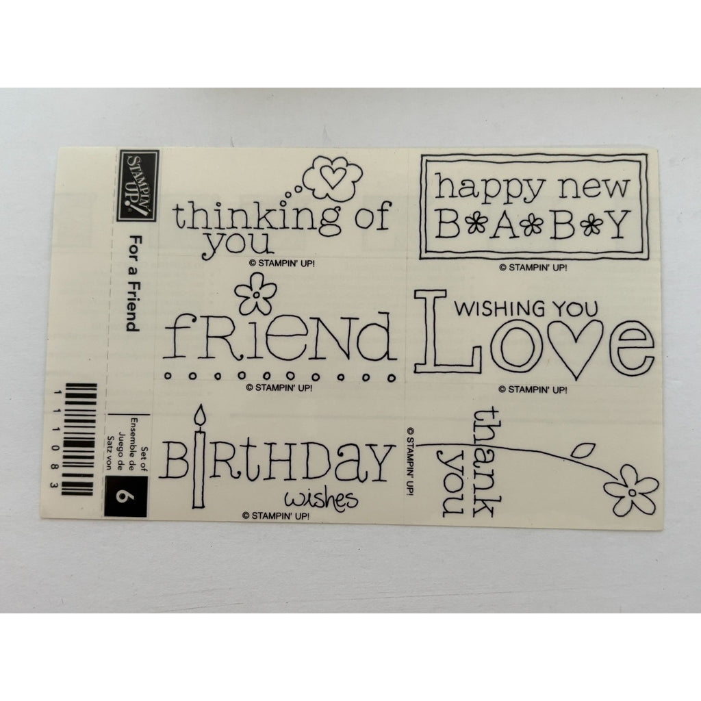 Stampin Up Wood Rubber Stamp Set For A Friend Birthday Wishes Card Making Words