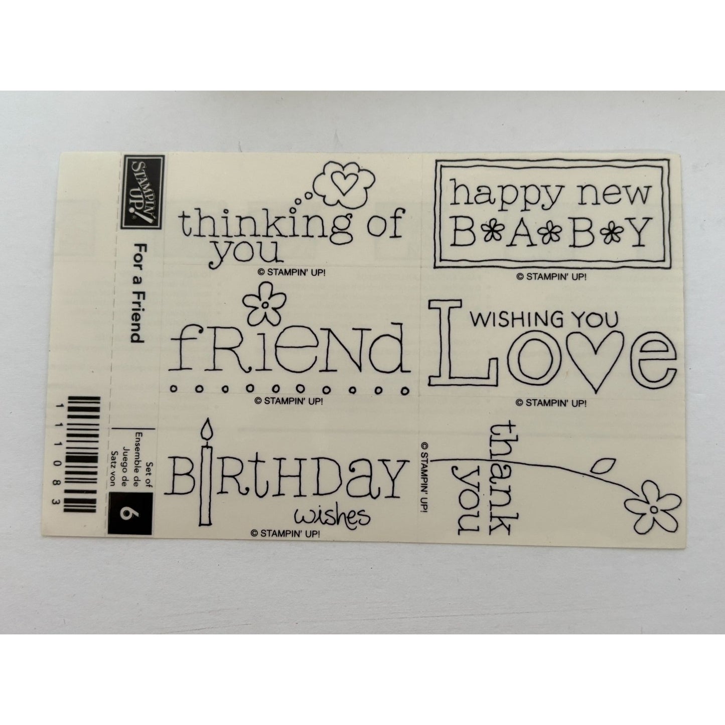 Stampin Up Wood Rubber Stamp Set For A Friend Birthday Wishes Card Making Words