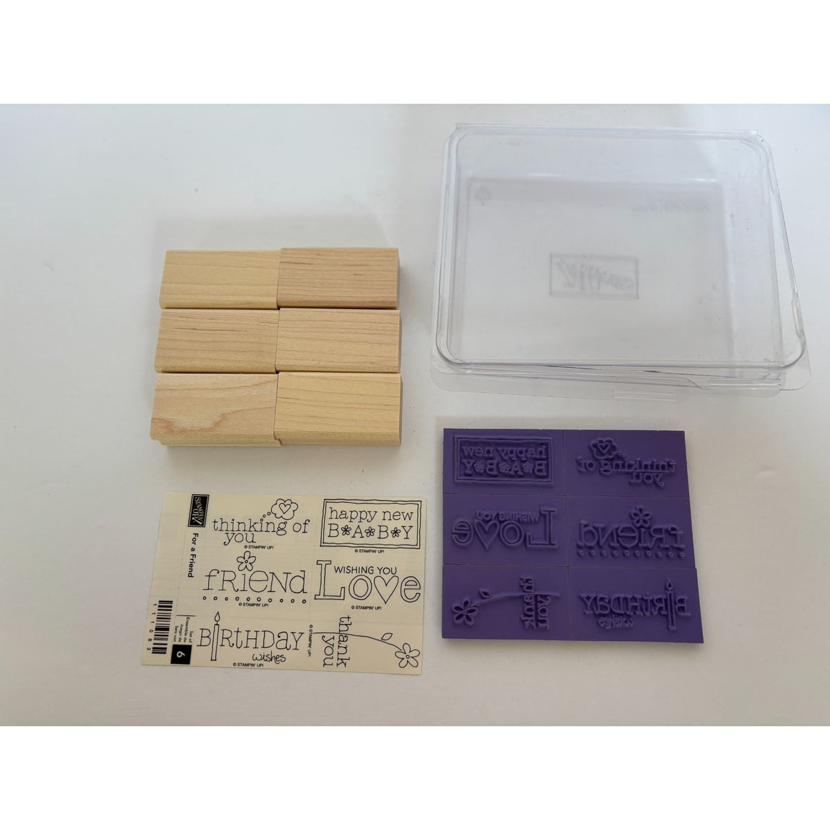 Stampin Up Wood Rubber Stamp Set For A Friend Birthday Wishes Card Making Words