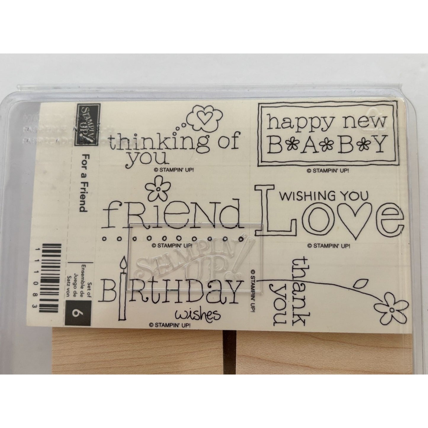 Stampin Up Wood Rubber Stamp Set For A Friend Birthday Wishes Card Making Words
