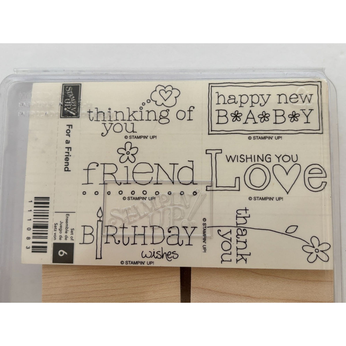 Stampin Up Wood Rubber Stamp Set For A Friend Birthday Wishes Card Making Words