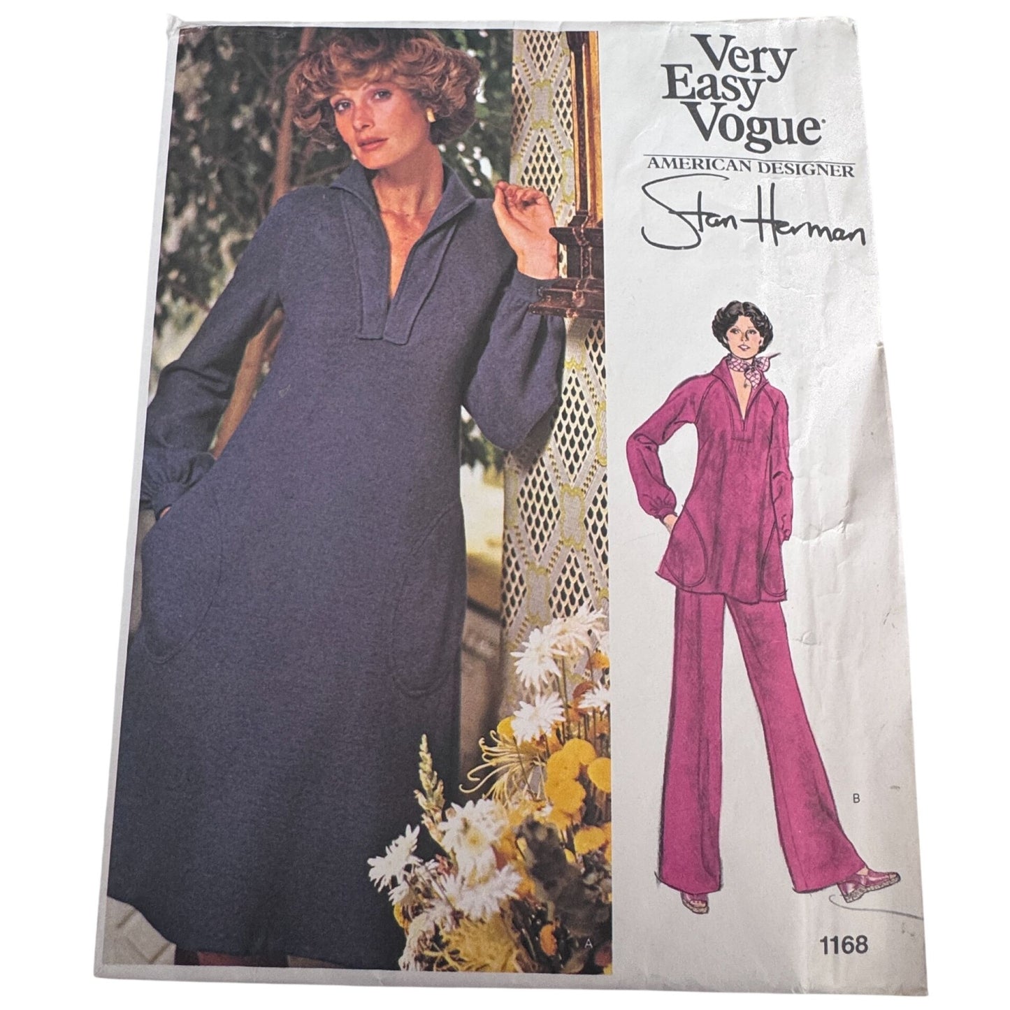 Vogue Sewing Pattern 1168 Dress Tunic Top Pants 1970s  Stan Herman 14 Uncut Designer