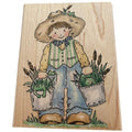 Penny Black Rubber Stamp Frog Farming Boy Cowboy Hat Country Farmer Card Making