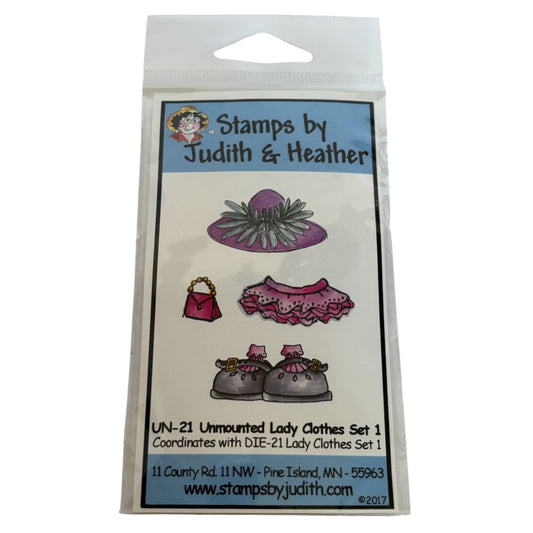Rubber Stamps by Judith and Heather Lady Clothes Set Fashion Hat Shoes Purse