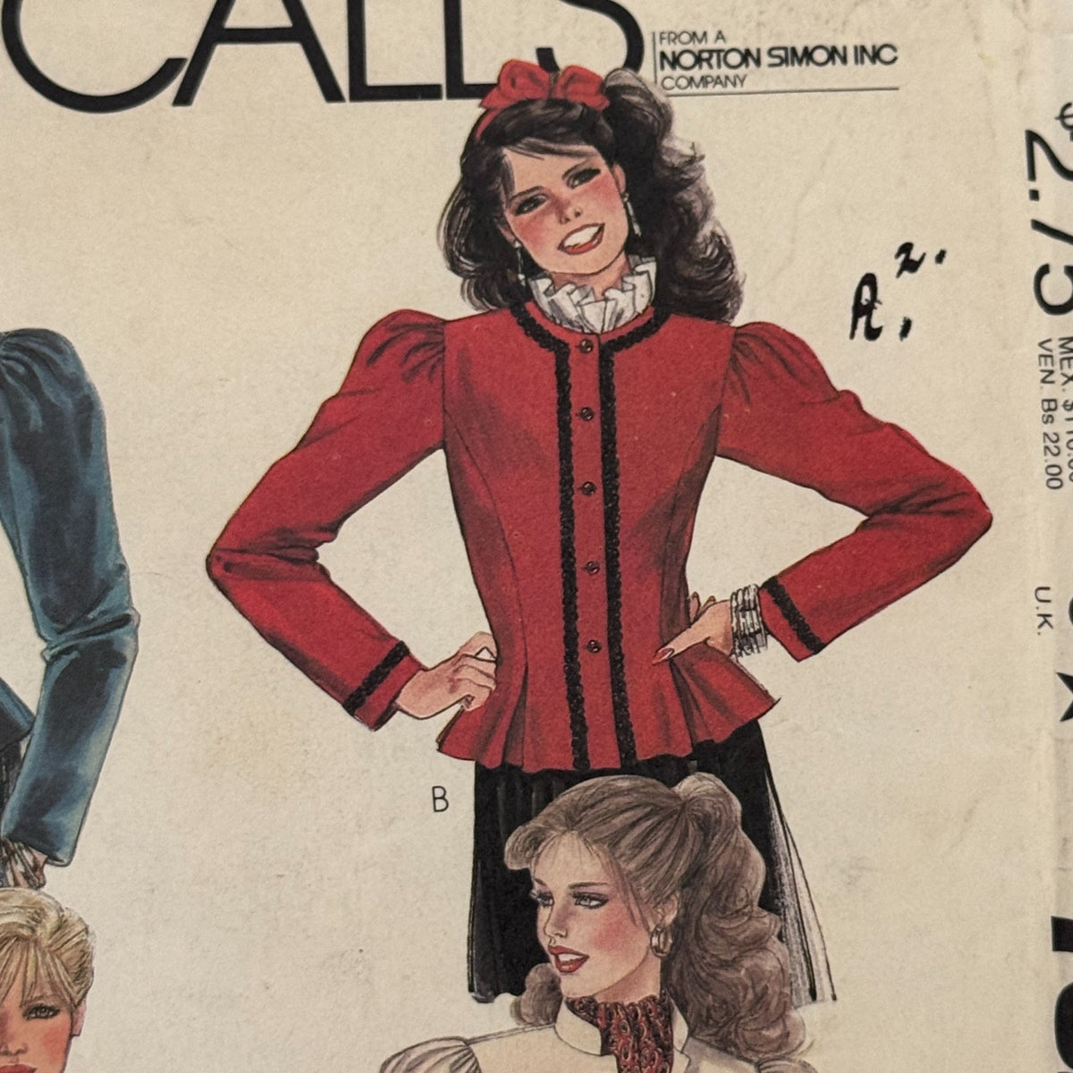 McCalls Sewing Pattern 7828 Fitted Jacket Victorian Blouse Romantic 80s 14 Uncut Goth Outfit
