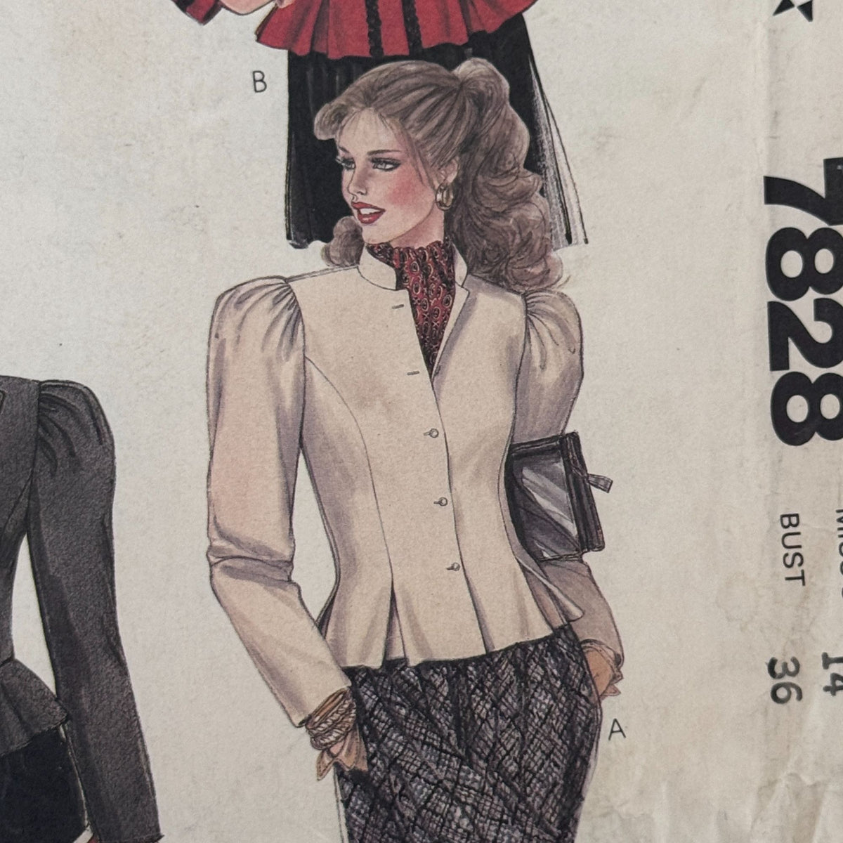 McCalls Sewing Pattern 7828 Fitted Jacket Victorian Blouse Romantic 80s 14 Uncut Goth Outfit
