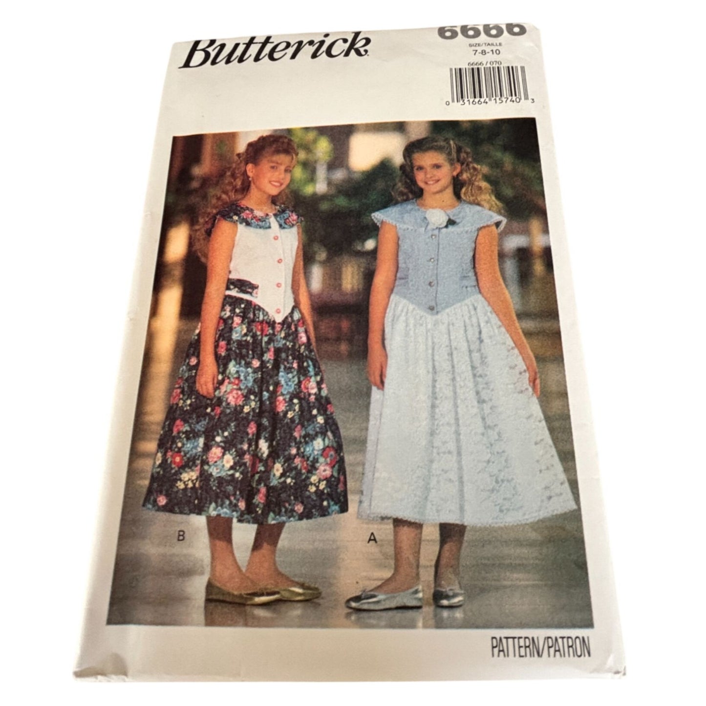 Butterick Sewing Pattern 6666 Girls Dress 90s Vintage Party Easy 7 8 10 Uncut