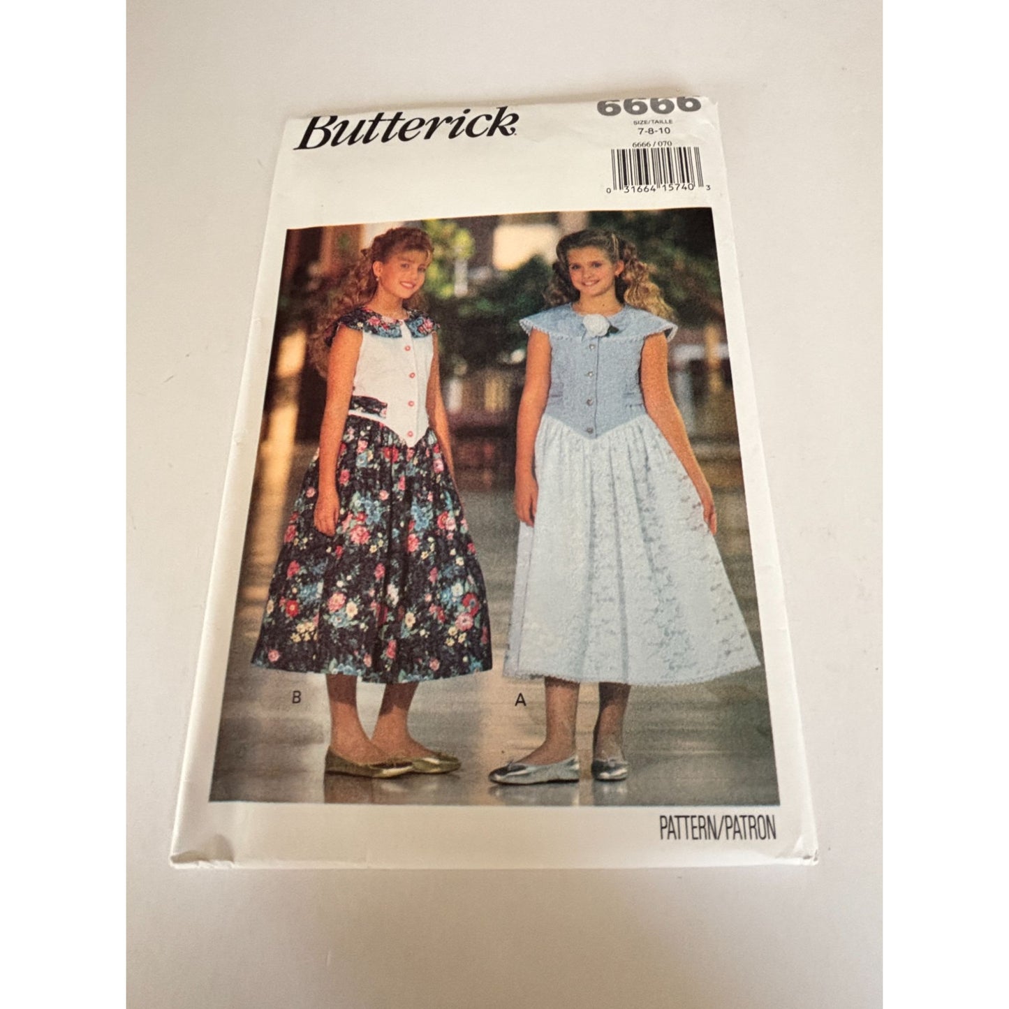 Butterick Sewing Pattern 6666 Girls Dress 90s Vintage Party Easy 7 8 10 Uncut